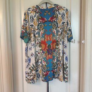 Johnny Was floral viscose tee like new XXL